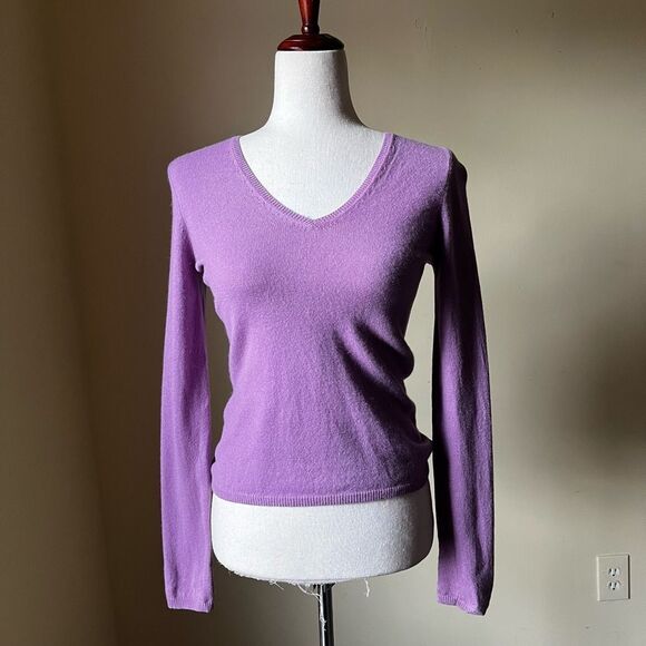 Vintage Y2K Ann Taylor 100% Cashmere Sweater XS Lavender Purple, Two-Ply Knit XS - Picture 1 of 9